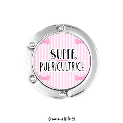 Accroche-sac - Super Puéricultrice (rose)