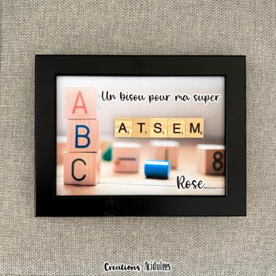 Cadre Scrabble - Un bisou pour mon ATSEM