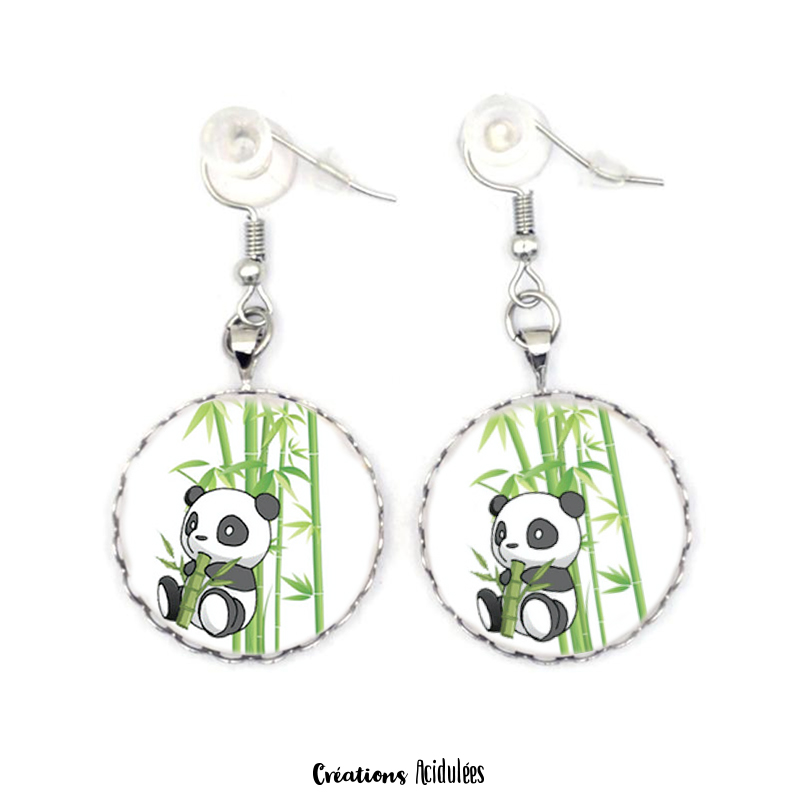 Bambou le Panda - Boucles d'oreilles