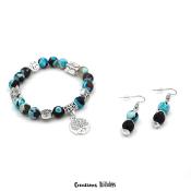Bracelet + Boucles d'oreilles - Duo - Arbre (bleu)