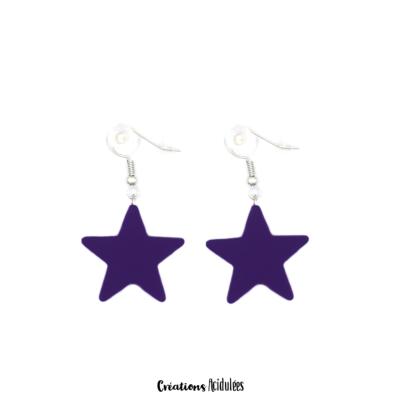 Boucles d'oreilles - Les étoiles (violet)